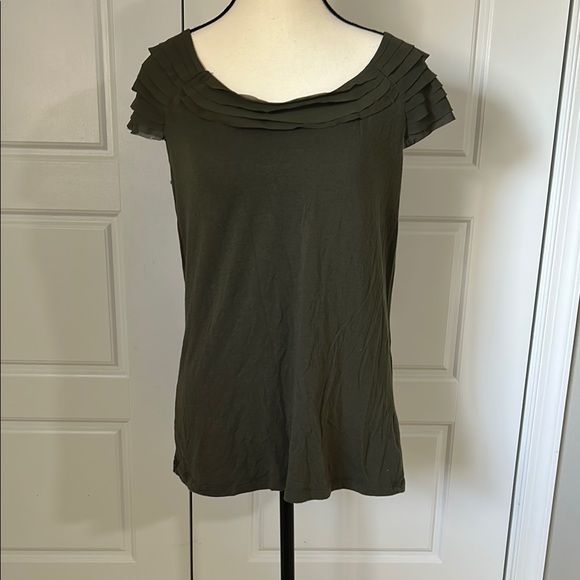 Anne Klein Tops - Anne Klein Olive Women’s Ruffled Blouse